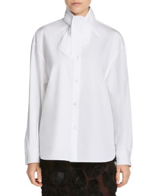 Tie Neck Button Front Shirt