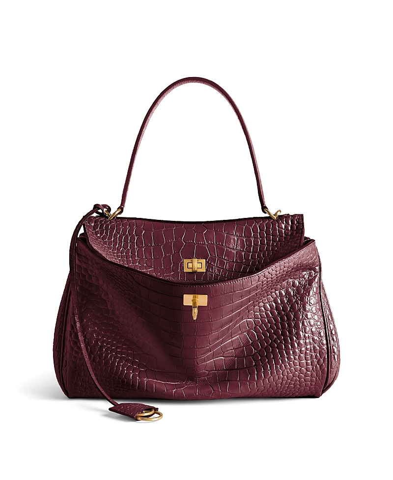 Balenciaga Rodeo Medium Handbag Crocodile Embossed