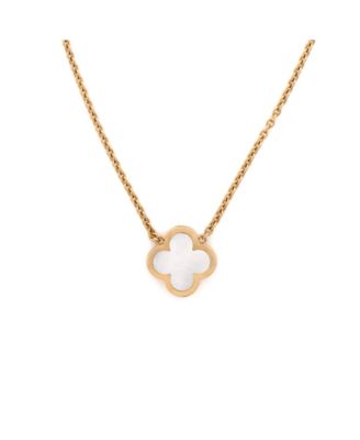  Pure Alhambra Pendant Necklace 18K Gold and Mother of Pearl, 16.25"