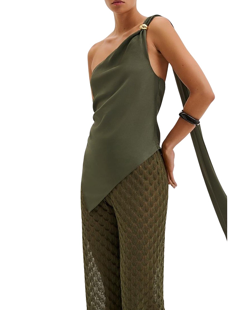 Malina Neija Brooch Detailed One Shoulder Top
