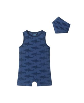 Boys' Reverse Jacquard Romper & Bib Set - Baby