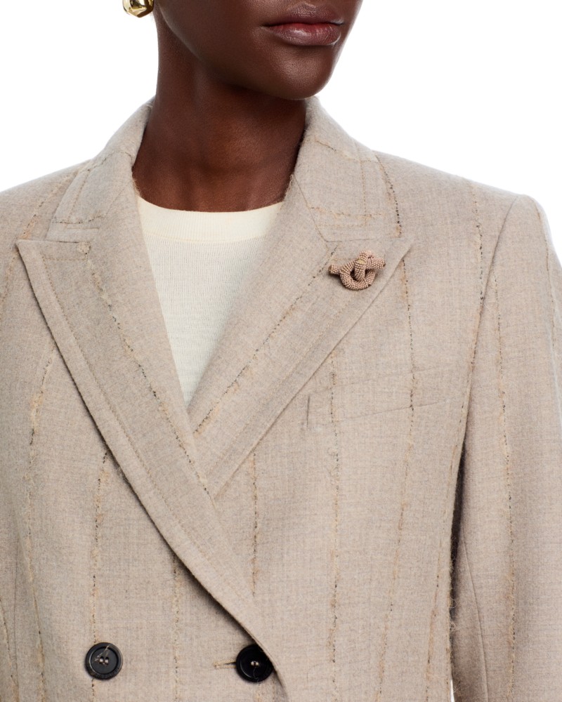 Fabiana Filippi Pinstripe Flannel Double Breasted Blazer with Knot Pin by Bloomingdale's