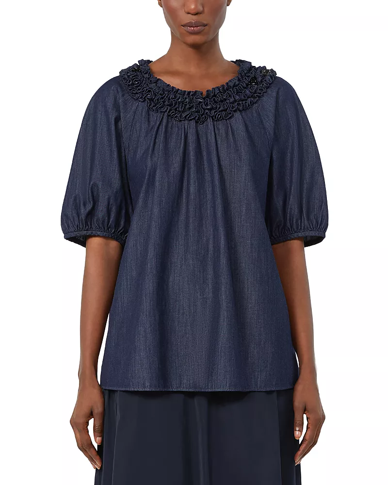 Max Mara Stmcatia Midnight Blue Cotton Blouse