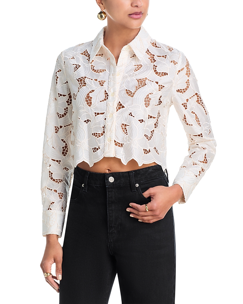 L'Agence Akemi Cropped Button Down Blouse