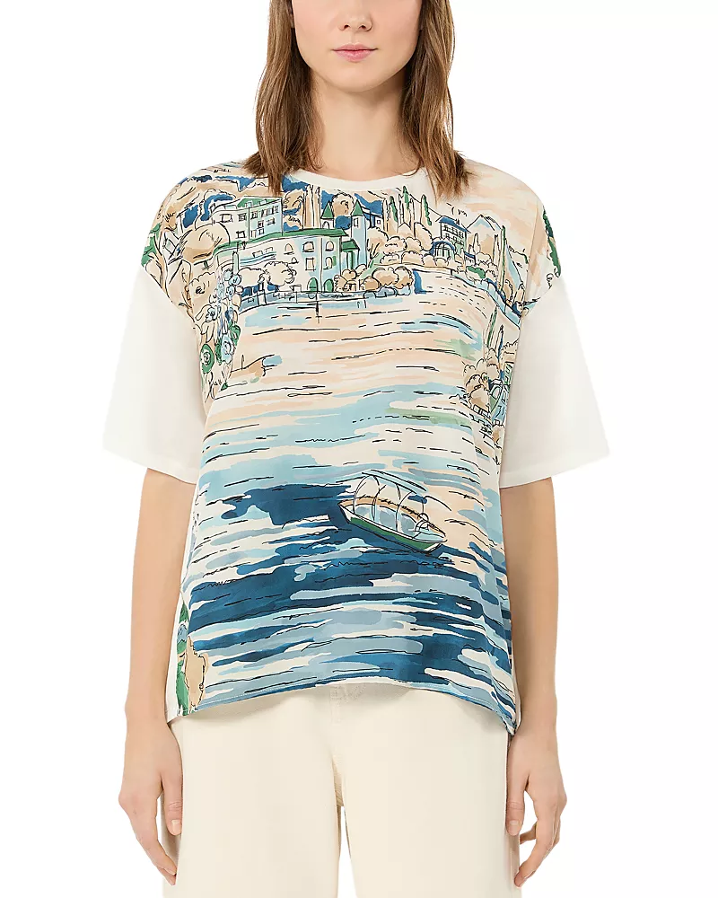 Weekend Max Mara Wkdterzo Light Blue Silk Front Top