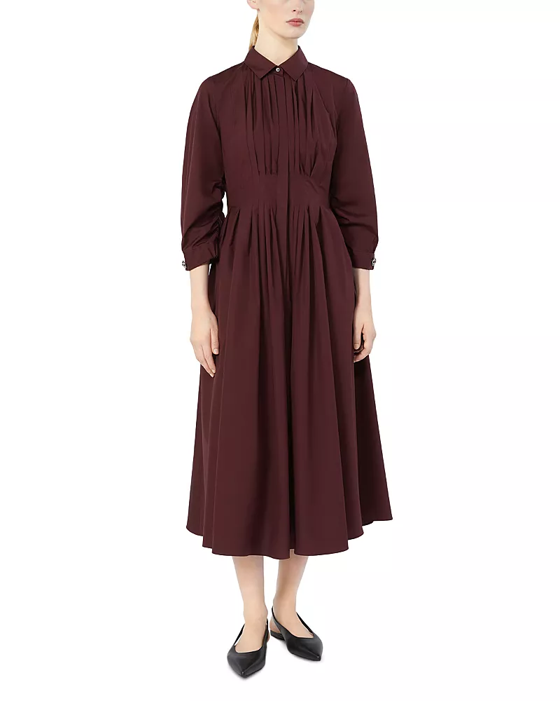 Max Mara Smmadagio Cotton Pleated Shirt Dress
