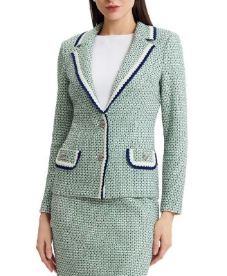  Tailored Jacquard Basketweave Knit Jacket