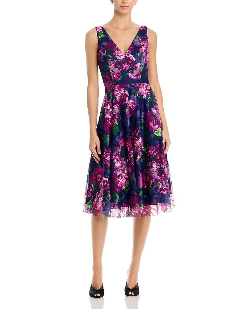 Eliza J Printed V Neck Sleeveless Dress