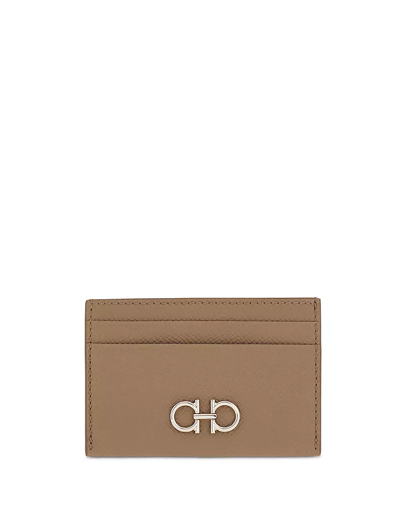 Ferragamo Gemini Hammered Leather Card Holder