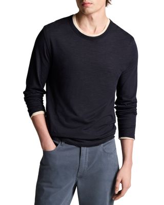 Vince Fine Slub Double Layer Long Sleeve Crewneck Shirt