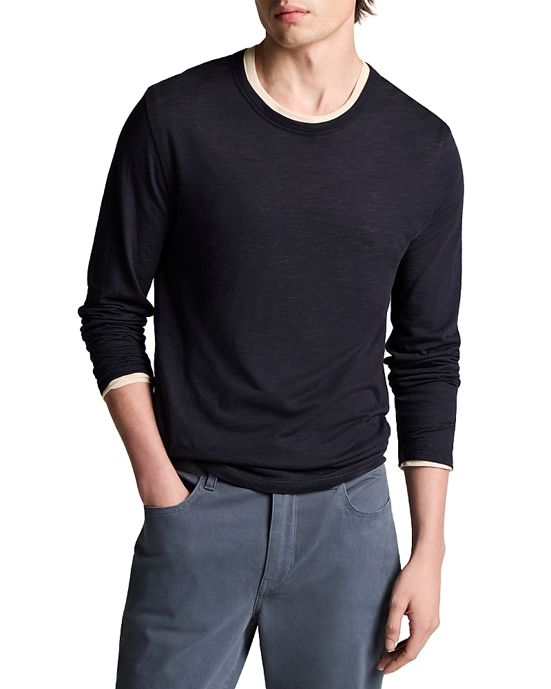 Vince Fine Slub Double Layer Long Sleeve Crewneck Shirt