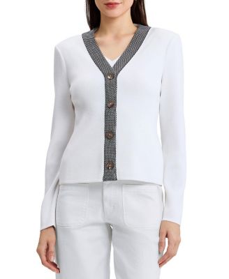  Contrast Trim Soft Knit Cardigan
