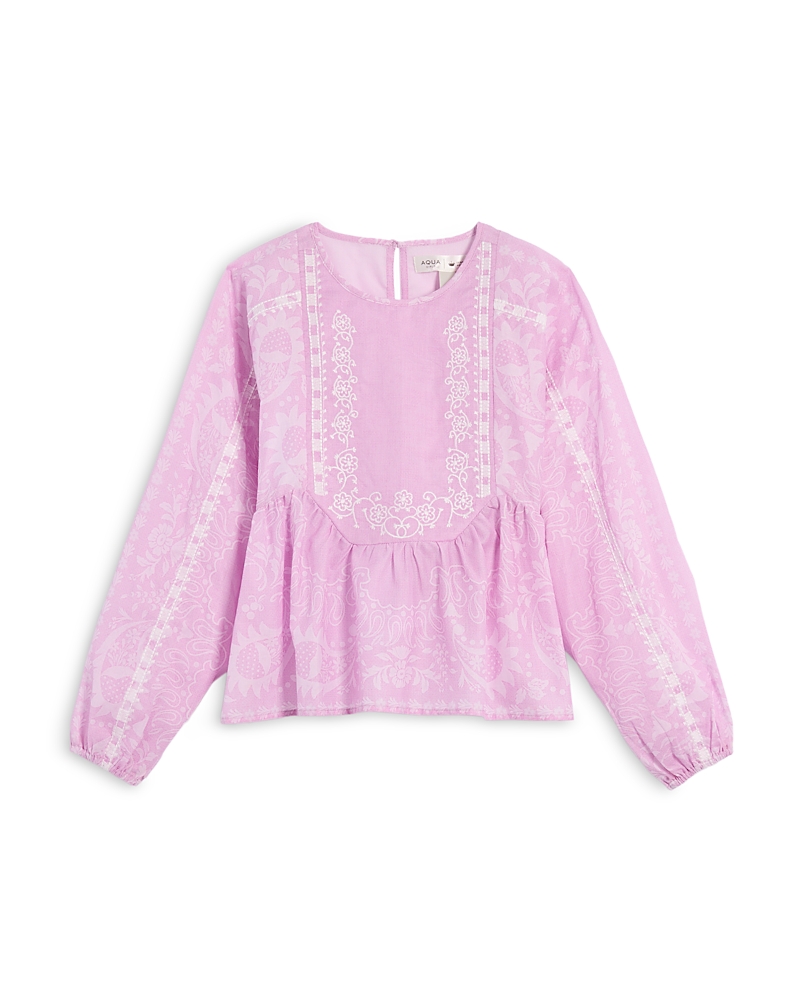 Aqua x Agua Bendita Girls' Long Sleeved Embroidered Top, Little Kid, Big Kid - Exclusive