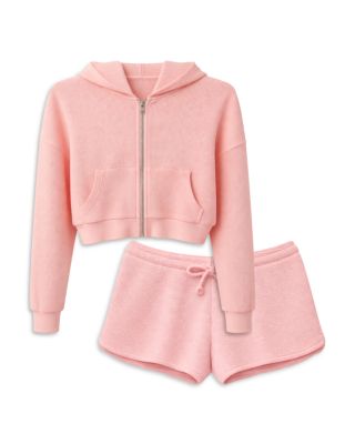 Girls' Waffle Lounge Hoodie and Shorts  - Big Kid