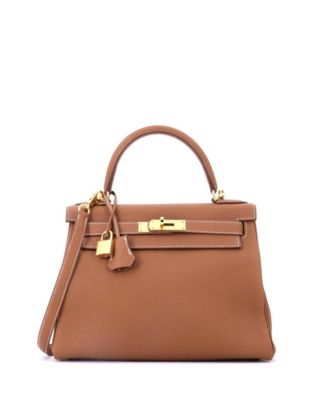 Kelly 28 Handbag Brown Togo with Gold Hardware