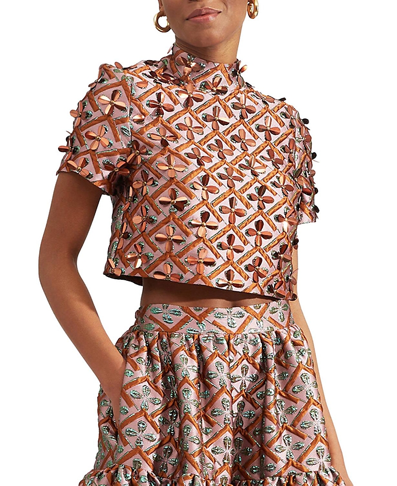La DoubleJ Juliet Embroidered Crop Top