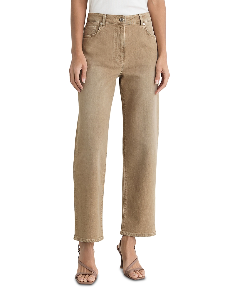 Reiss Selin High Rise Straight Leg Jeans in Neutral