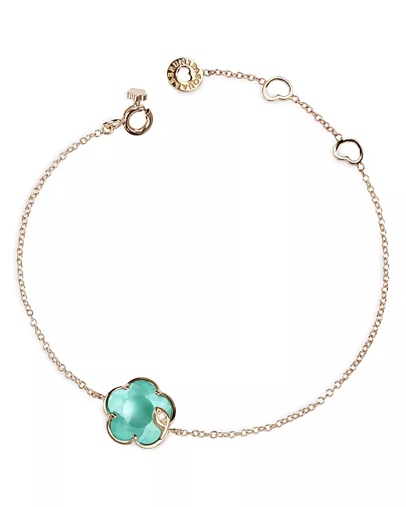 Pasquale Bruni 18K Rose Gold Petit Joli Lunar Garden Gem & Diamond Flower Chain Bracelet