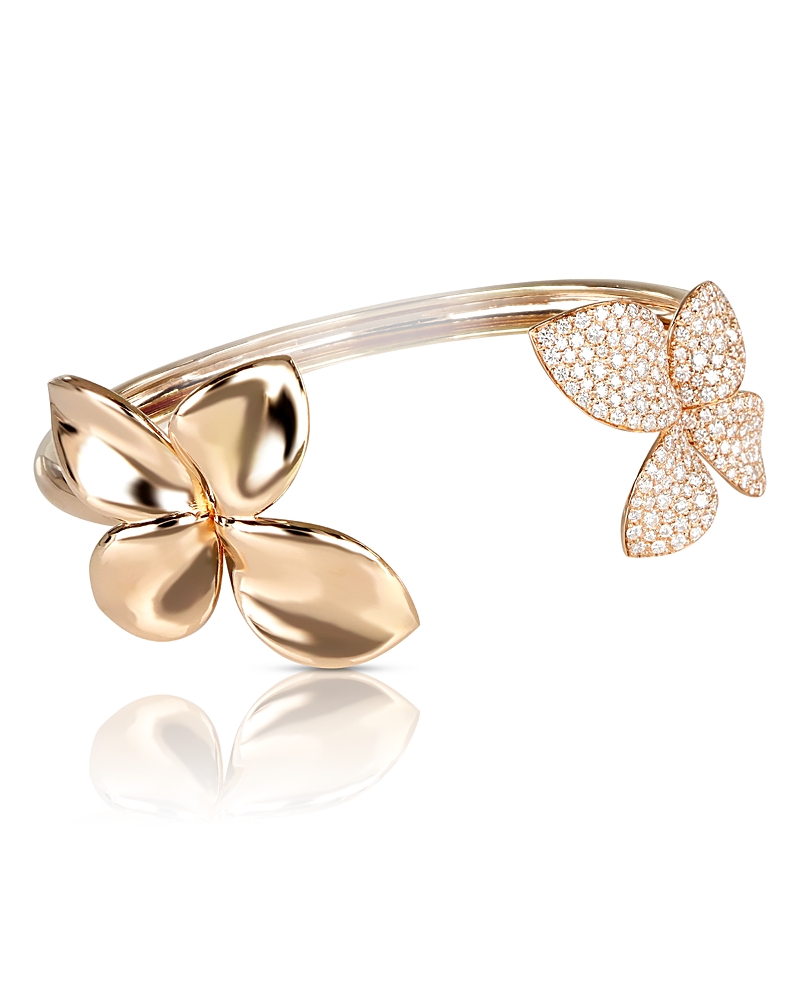 Pasquale Bruni 18K Rose Gold Giardini Segreti Diamond Pave Floral Cuff Bracelet, 1.75 tcw