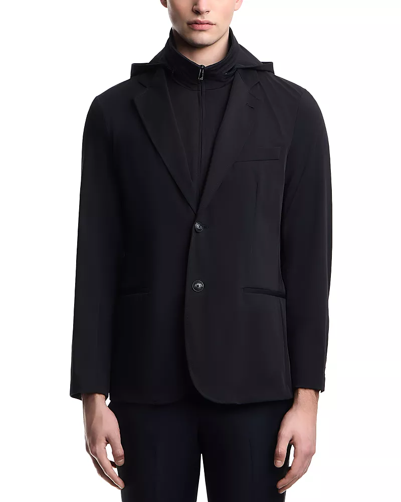 Emporio Armani Essential Stretch Nylon Twill Blazer with Removable Dickie