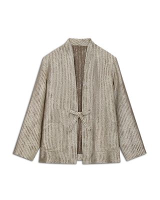 Emporio Armani Fluid Shiny Jacquard Tie Front Jacket
