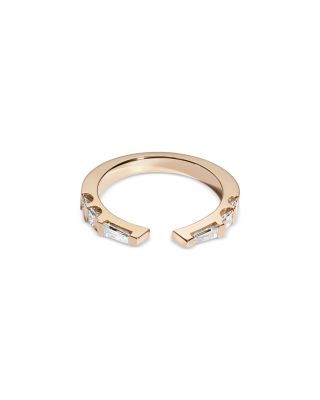 Luxe Collection Certified Lab Grown Diamond Princess & Baguette Cuff Ring in 14K Yellow Gold, 0.5 tcw