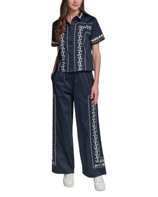 Floral Embroidered Top & Pants
