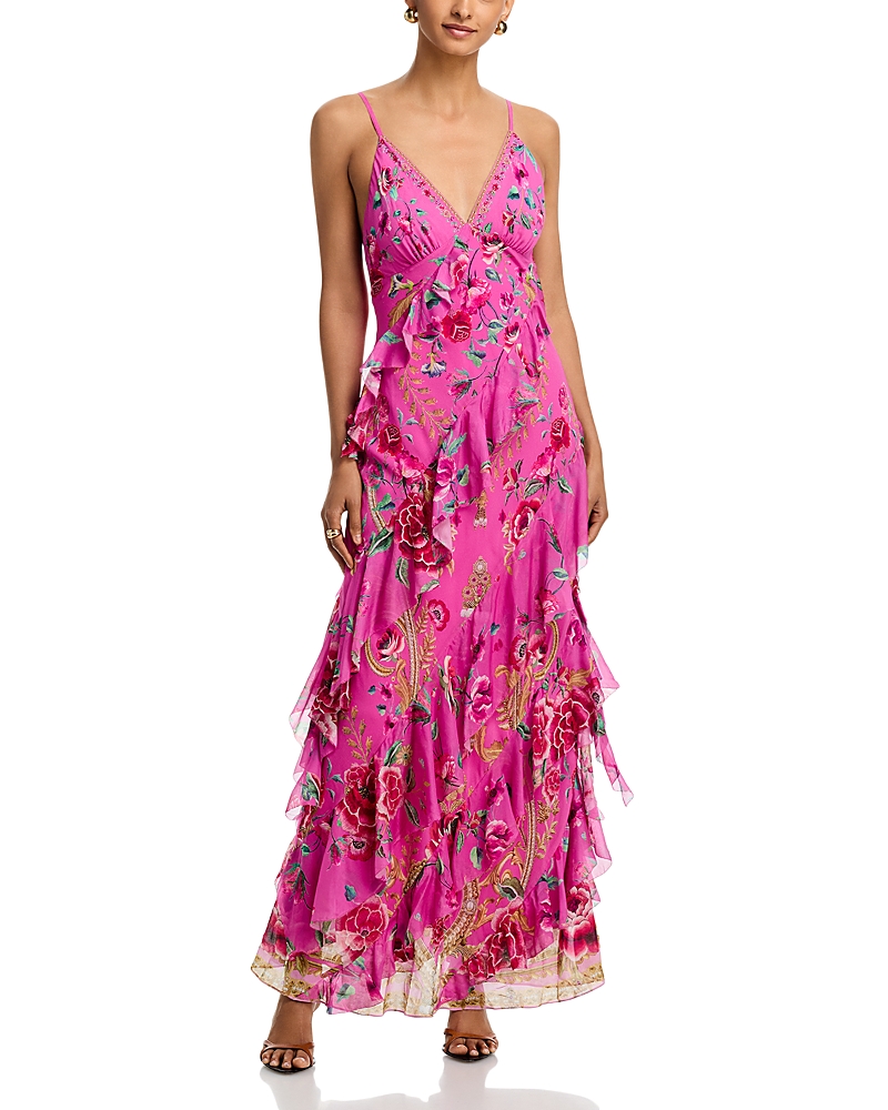 Camilla Silk Asymmetric Ruffled Dress