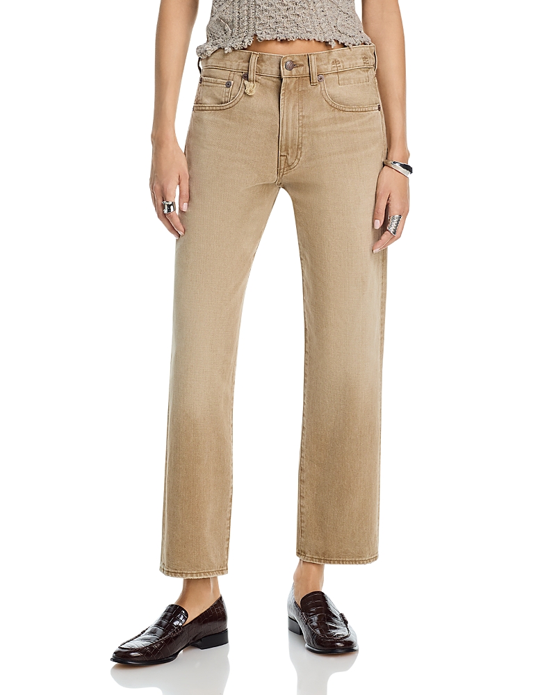 R13 Ash High Rise Boyfriend Ankle Jeans in Khaki
