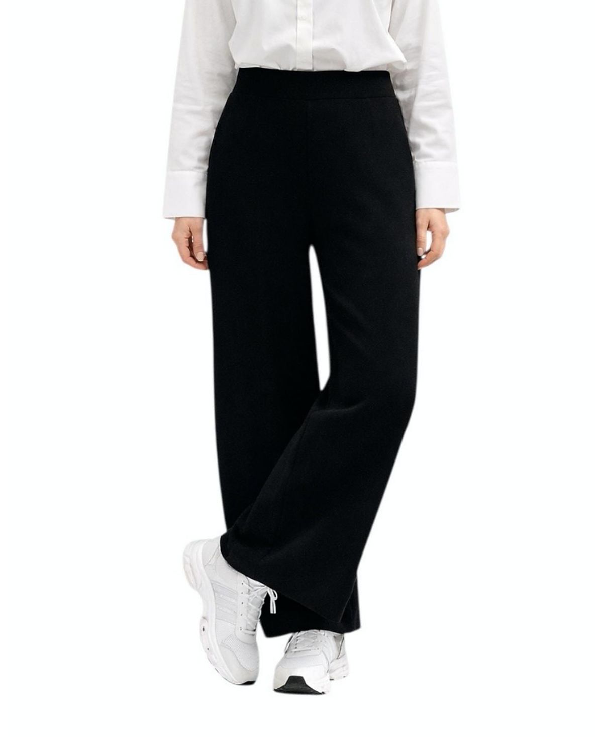 Accouchee Cool Knit Flexible Waist Palazzo Pants