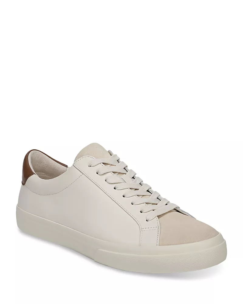 Vince Men's Fulton Pebble White Derby White Leather Sneaker