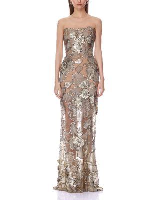 Tiffany Sequin Floral Farah Strapless Maxi Dress