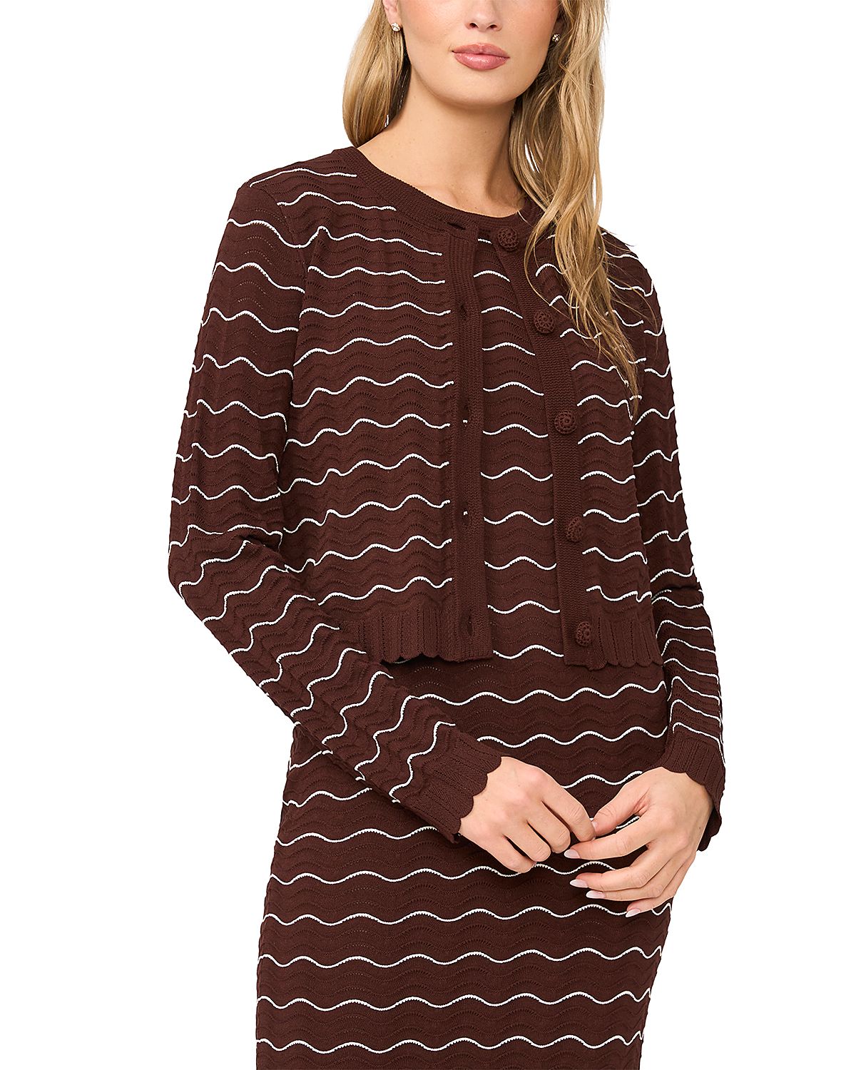 Ted Baker Sherry Scallop Ripple Cardigan Sweater