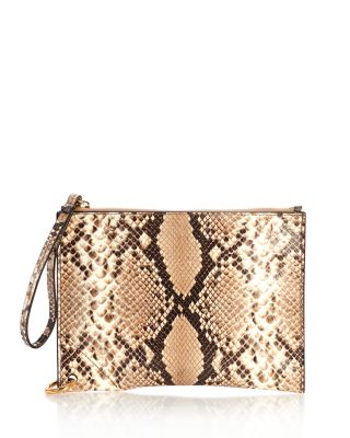 Spin Embossed Leather Zip Pouch