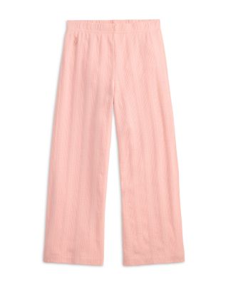 Girls' Pointelle Knit Wide Leg Cotton Pants - Little Kid