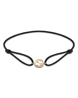 18K Yellow Gold Interlocking Logo Cord Slider Bracelet