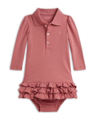 Girls' Ruffled Soft Cotton Polo Dress & Bloomer Set - Baby