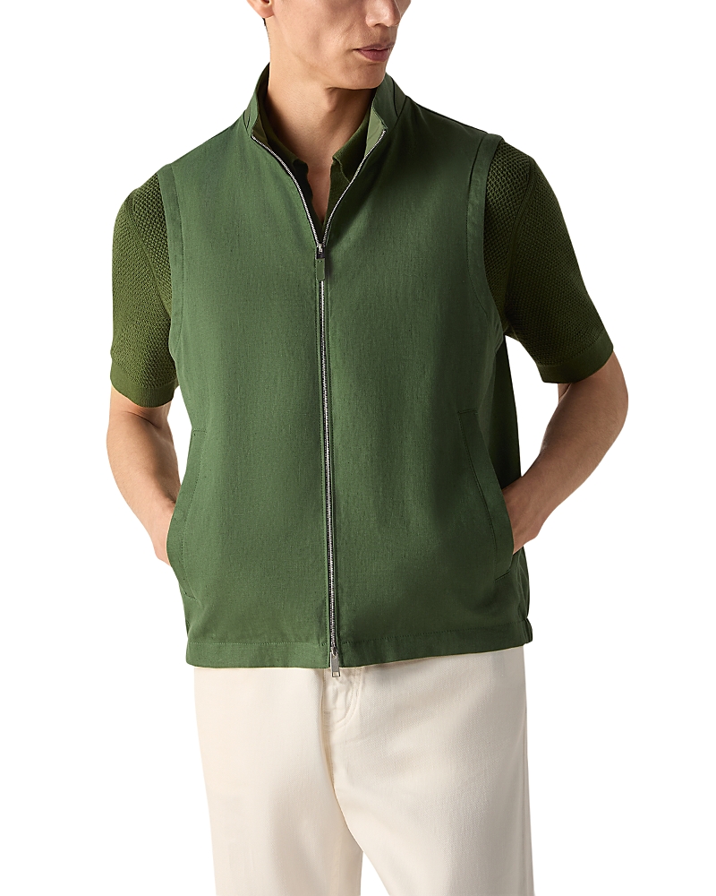 Zegna Oasi Lino Vest In Green
