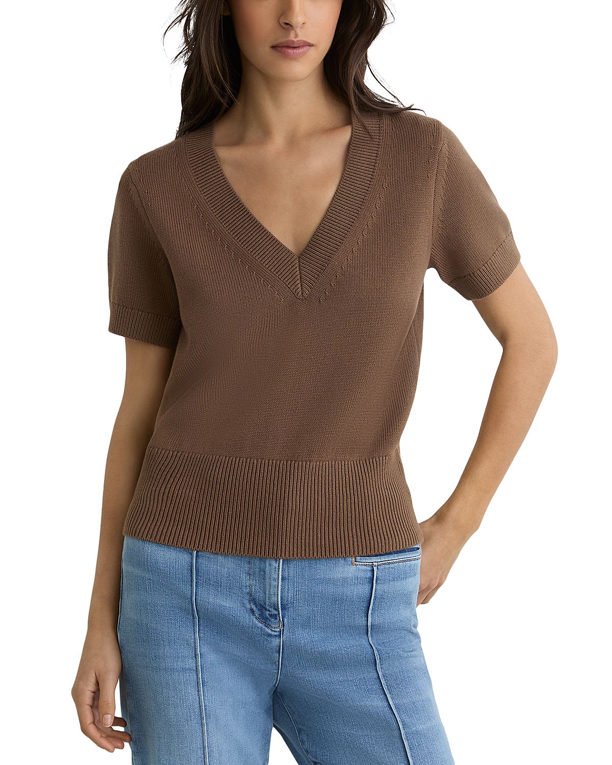 Reiss Valerie Short Sleeve V Neck Tee