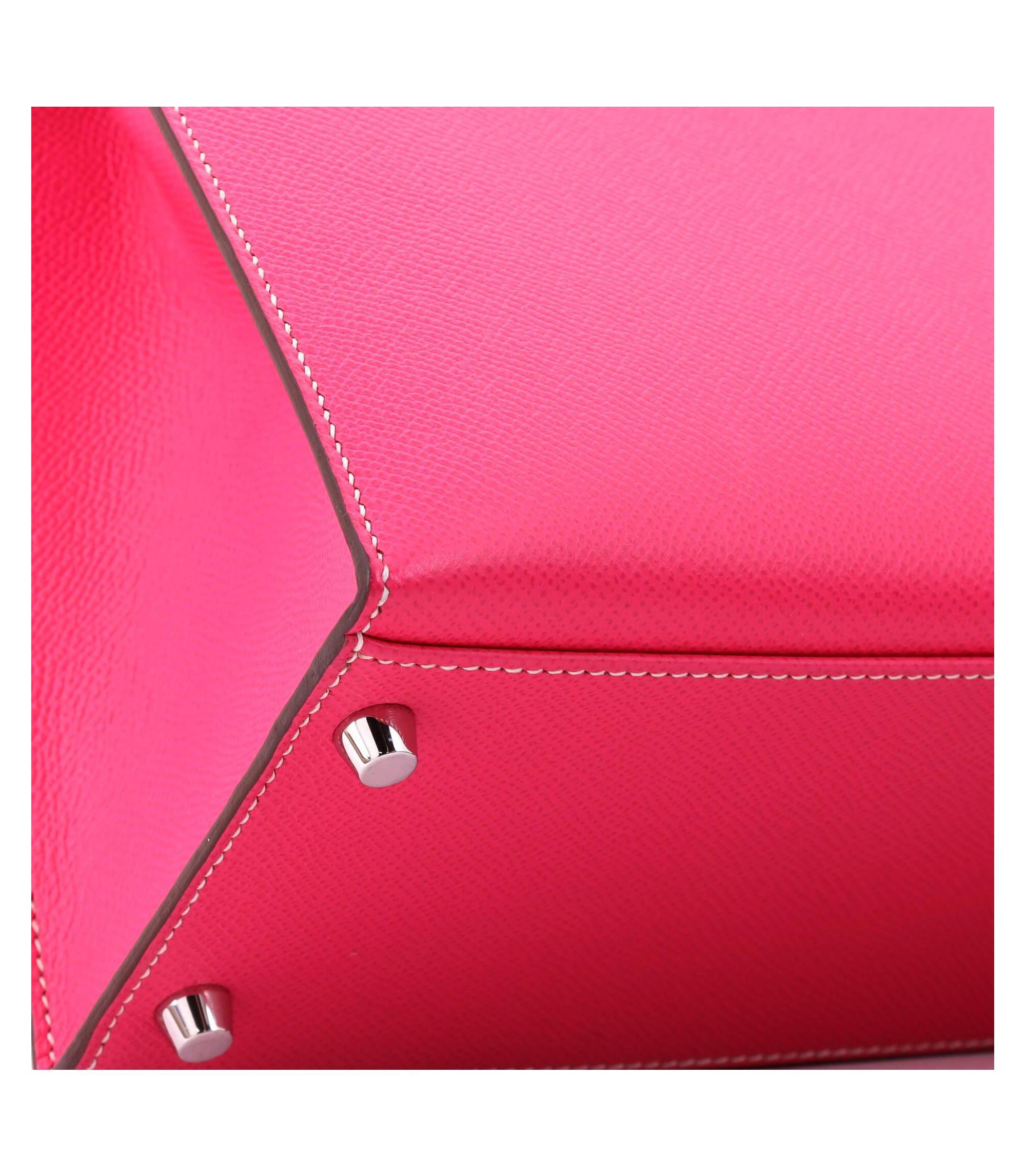 Kelly 32 Handbag Pink Epsom with Palladium Hardware — Image 6