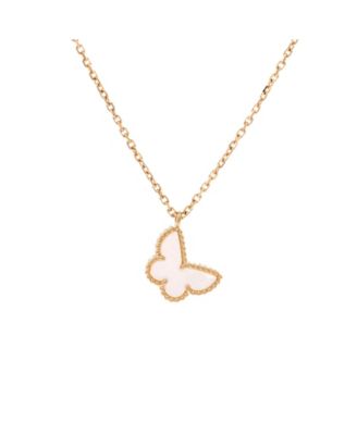  Sweet Alhambra Butterfly Pendant Necklace 18K Gold and Mother of Pearl, 15.75"