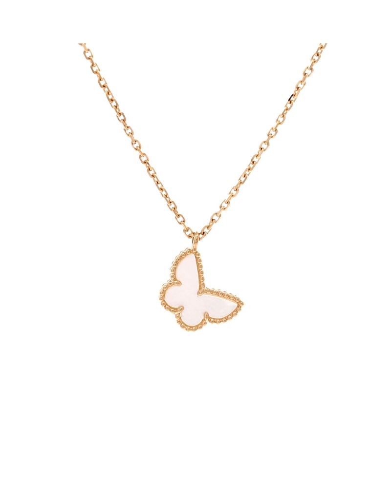 Pre-Owned Van Cleef & Arpels Sweet Alhambra Butterfly Pendant Necklace 18K Gold and Mother of Pearl, 15.75