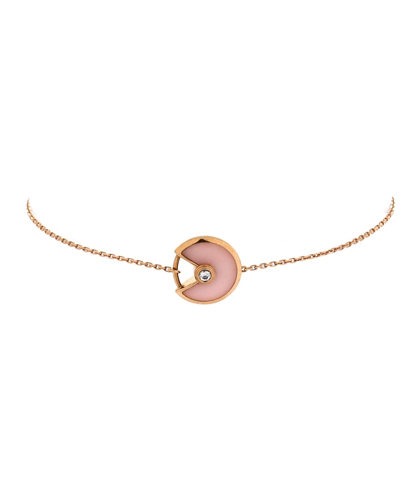 Pre-Owned Cartier Xs Amulette de Cartier Bracelet 18K Rose Gold with Diamond and Pink Opal