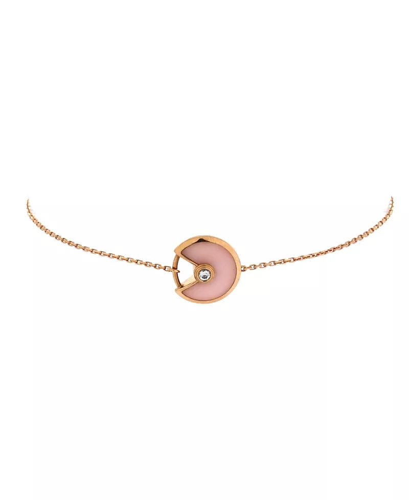 Pre-Owned Cartier Xs Amulette de Cartier Bracelet 18K Rose Gold with Diamond and Pink Opal