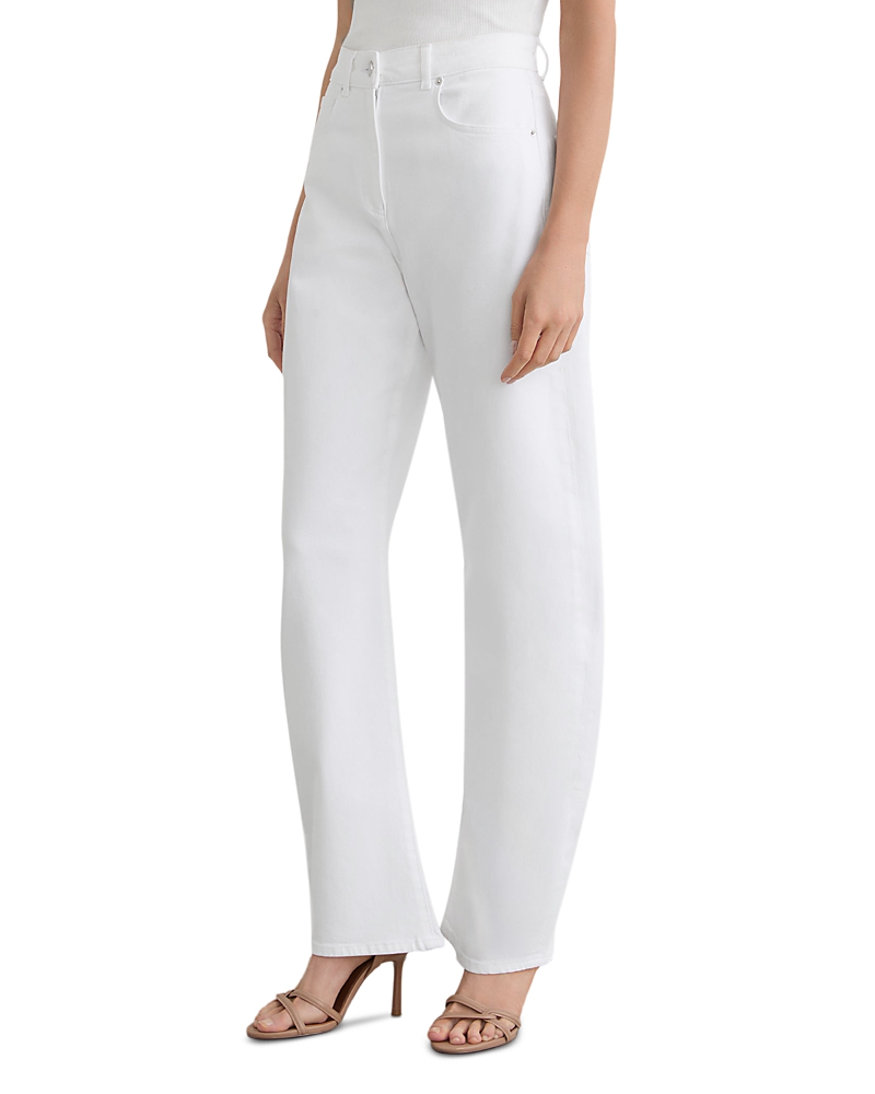 Reiss Petites Sabel Mid Rise Barrel Jeans in White