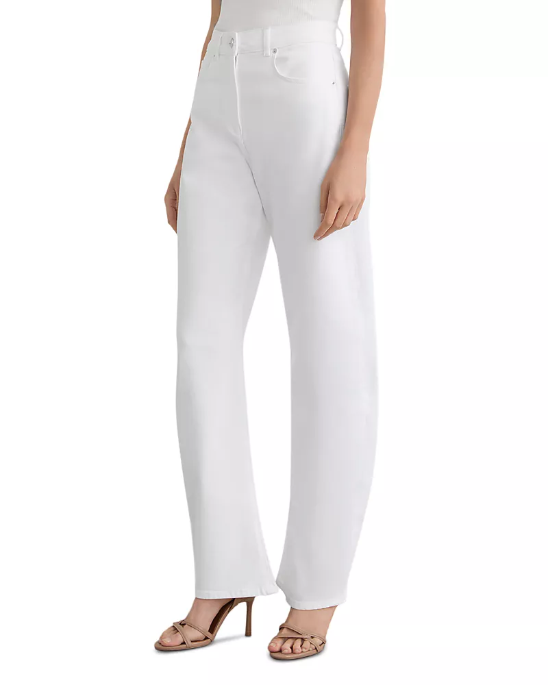 Reiss Petites Sabel Mid Rise Barrel Jeans in White