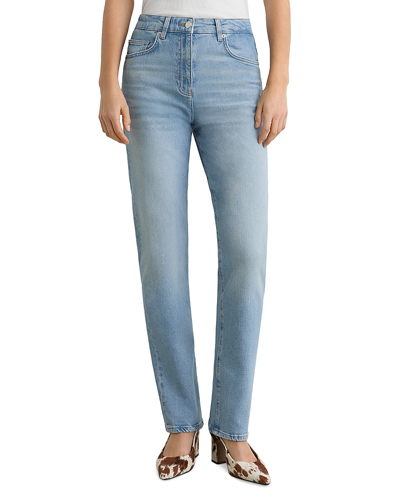 Reiss Petites Aubrey Mid Rise Straight Leg Jeans in Light Blue
