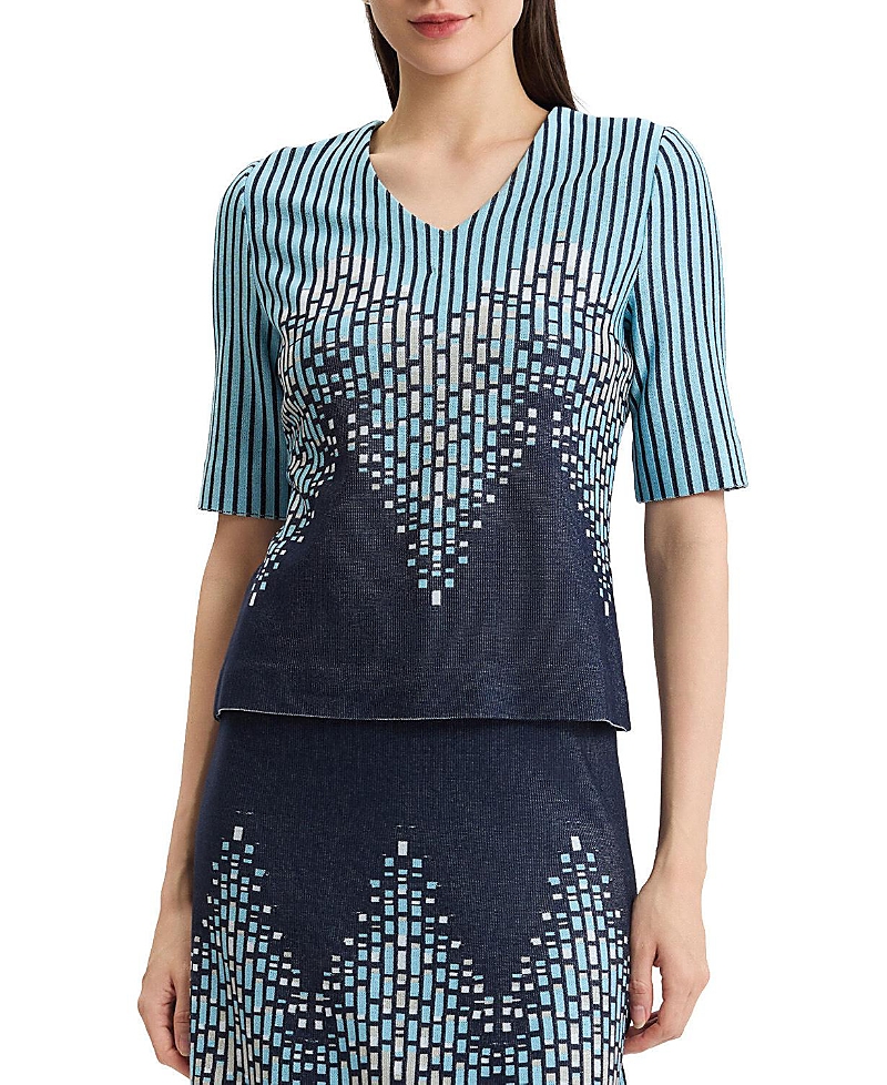Ming Wang Linear Ombre Soft Knit Top