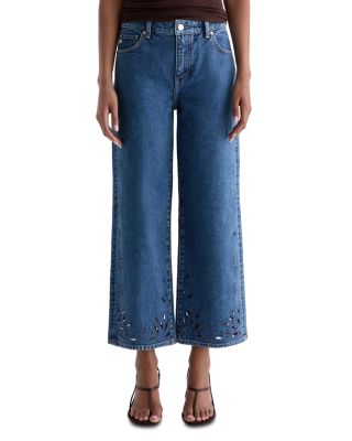 Malb Saige Mid-Rise Wide Leg Crop Jeans in Malbec