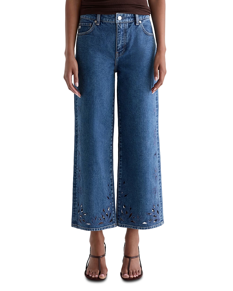 Ag Malb Saige Mid-Rise Wide Leg Crop Jeans in Malbec
